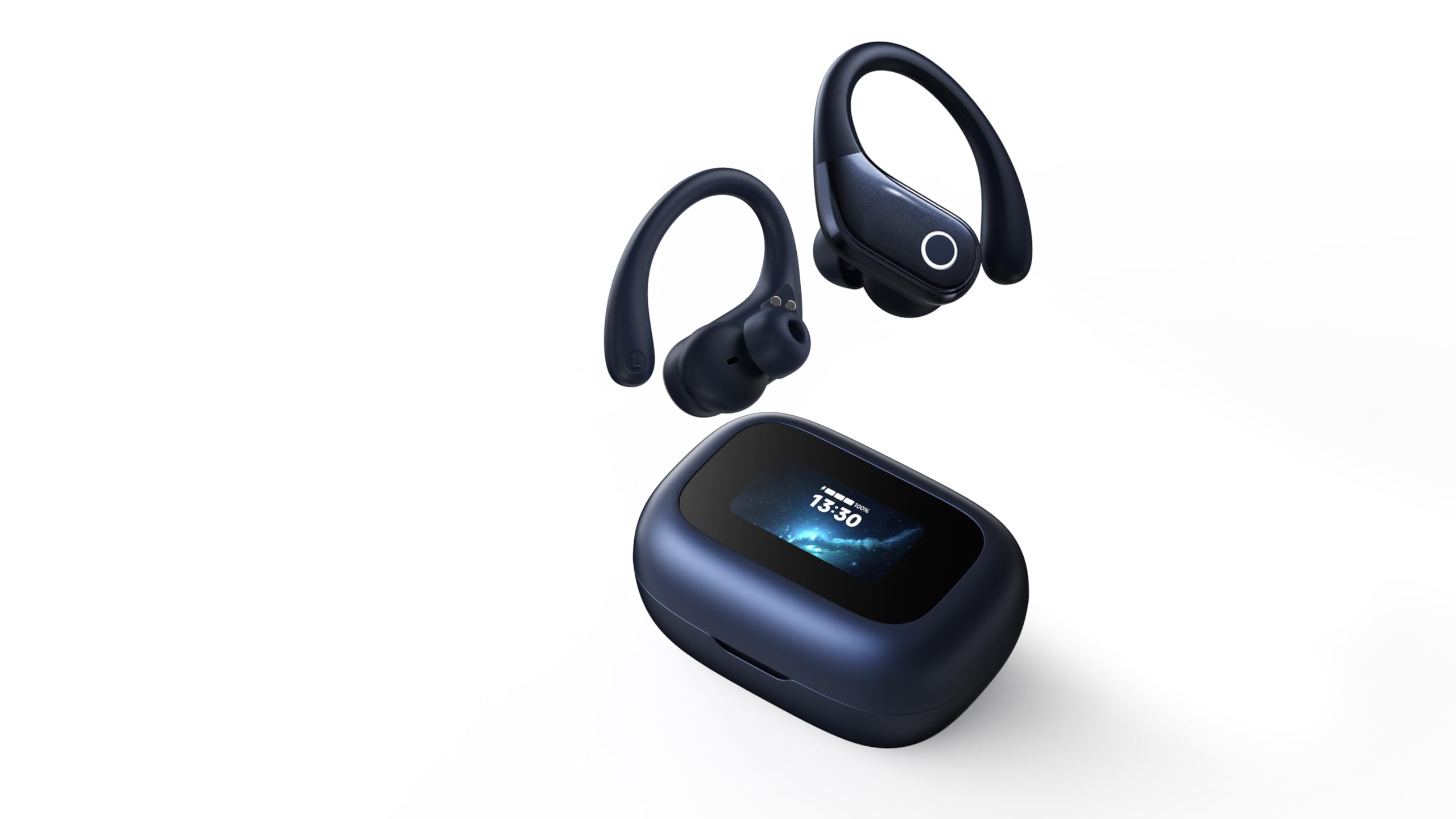 Wireless Earbuds, ANC Noise Cancelling Sport Ear Buds with Multifunctional Touch Screen, Bluetooth 5.4 Headphones, Bass Stereo Sound, 5 EQ Over The Ear Earbuds for Sports/Workout/Gym-Dark Blue