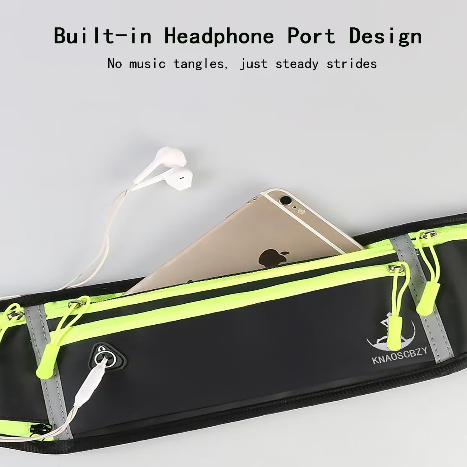 Riñonera ajustable de 4 bolsillos para correr, ligera, sin rebotes, para iPhone, gimnasio, maratón, ciclismo y entrenamiento, Negro -, Adjustable, Cinturón de fitness para correr