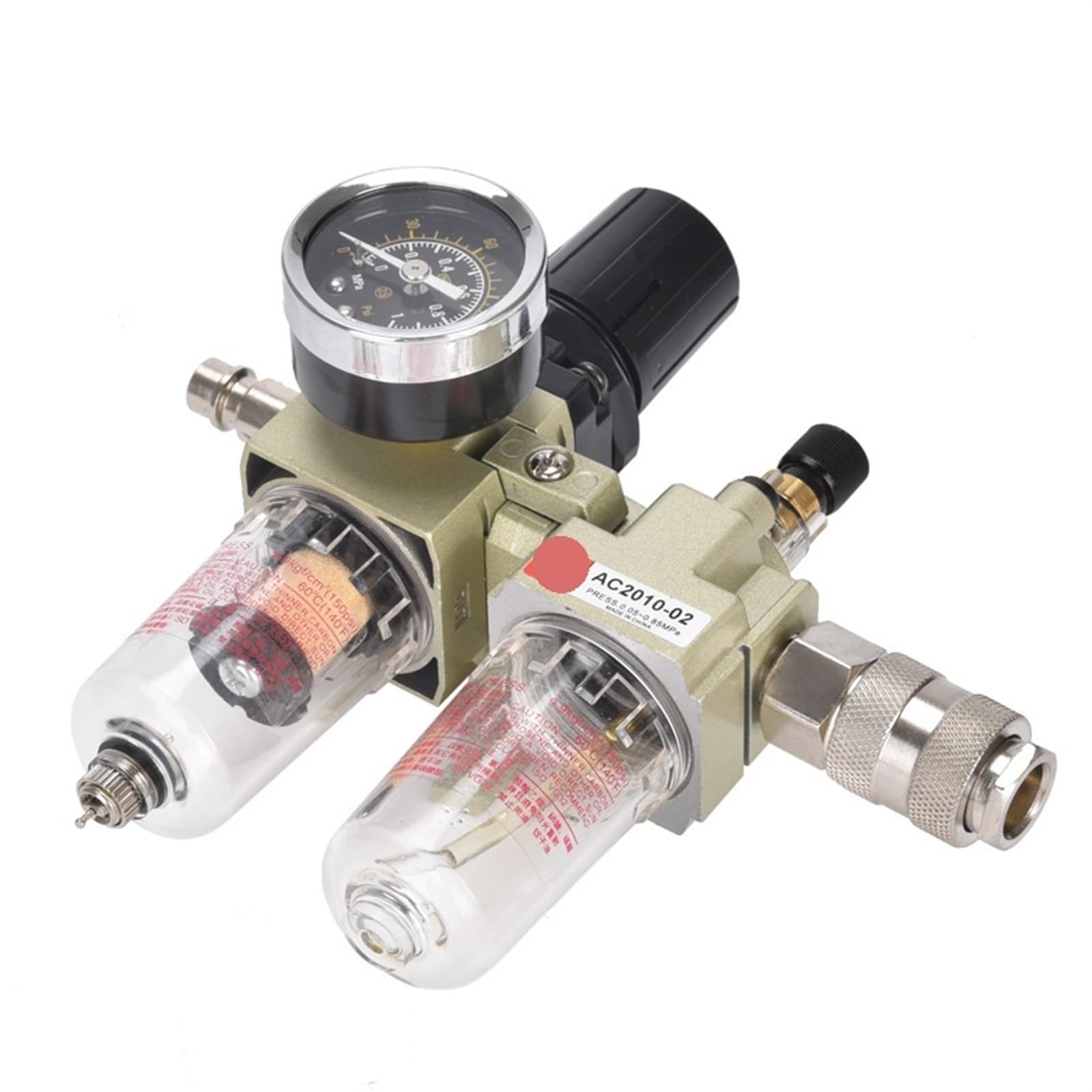 Kompressor Luftfilter Druckregler Falle Pneumatische Öl-Wasser-Abscheider Pumpe Manuelle Entwässerung Versorgung AC2010-02 1Pcs(Only AC2010-02)