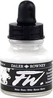 Daler-Rowney FW Acrylic Ink Bottle White - Versatile Acrylic Drawing Ink for Artists and Students - Permanent Calligraphy Ink - Archival Ink for Illustrating and More