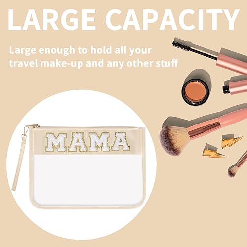 Miniatura 10 de Iqimott Bolsa transparente con letras, bolsa de maquillaje para viajes, playa, aperitivos, para mujeres y niñas, rosado-infantil