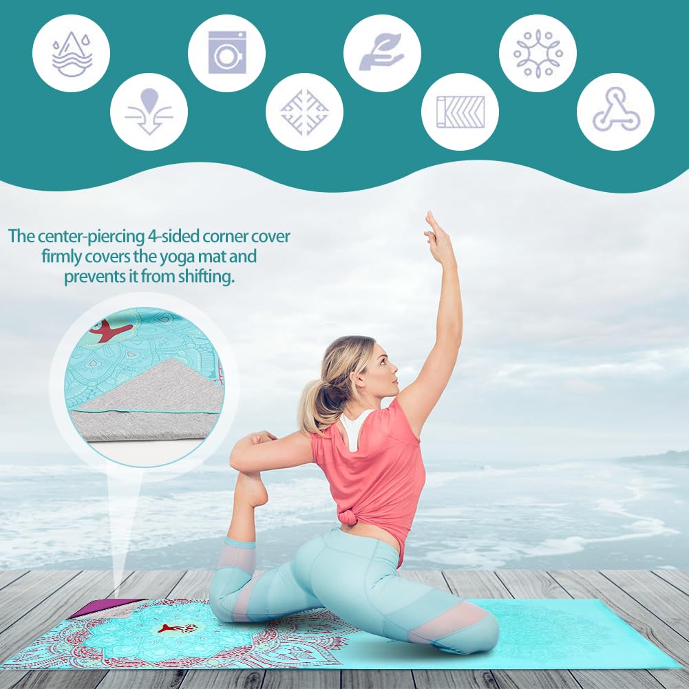 RANJIMA Yogamatten Handtuch, rutschfest Yoga Handtuch Auflage für Yogamatte Matte Decke oder Fitness Zubehör Saugfähig Schnelltrocknend Yogatuch für Pilates Hot Yoga Gym, 185×65cm