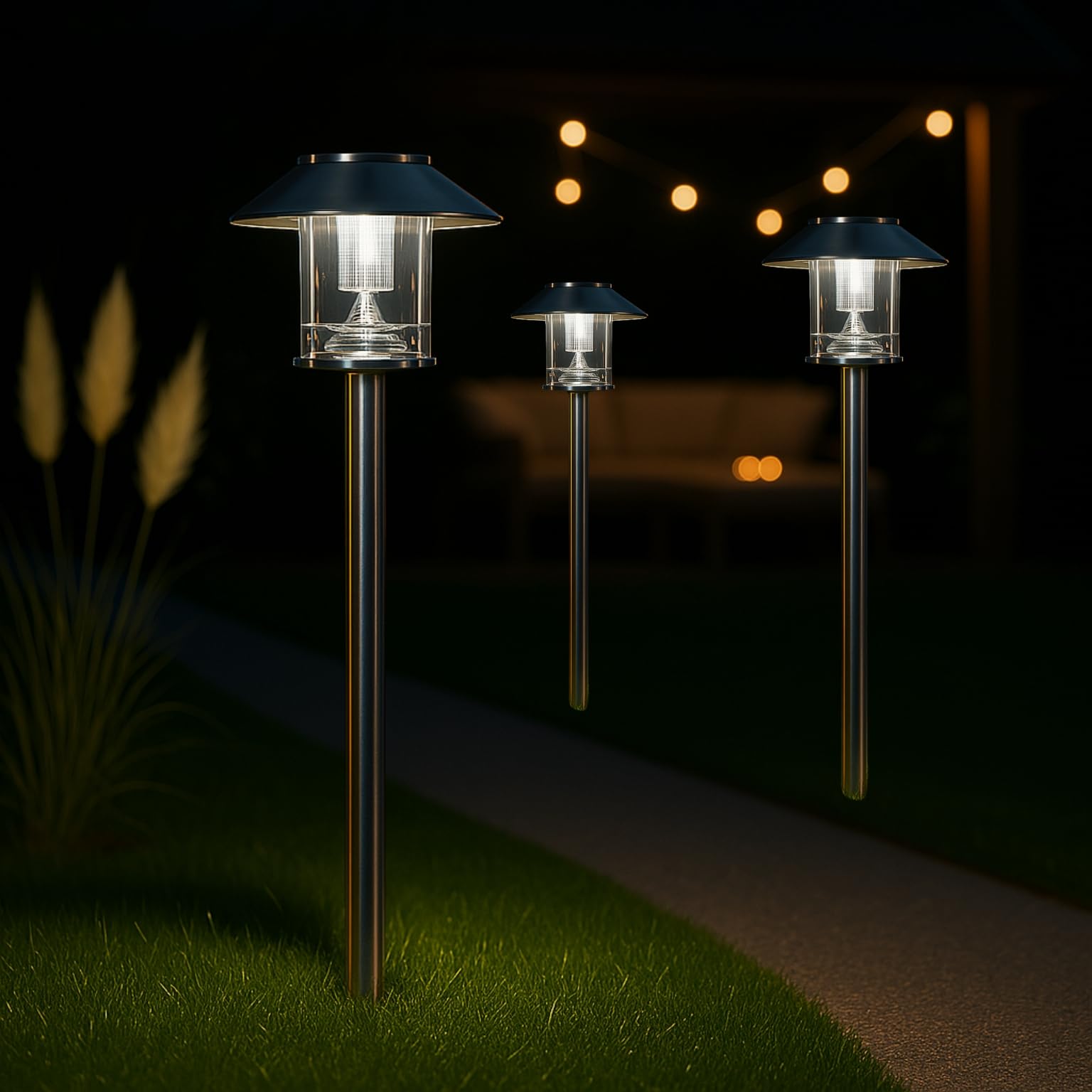 MeLiTec Solar-Gartenleuchte 3er-Set – Solar-Gartenleuchte