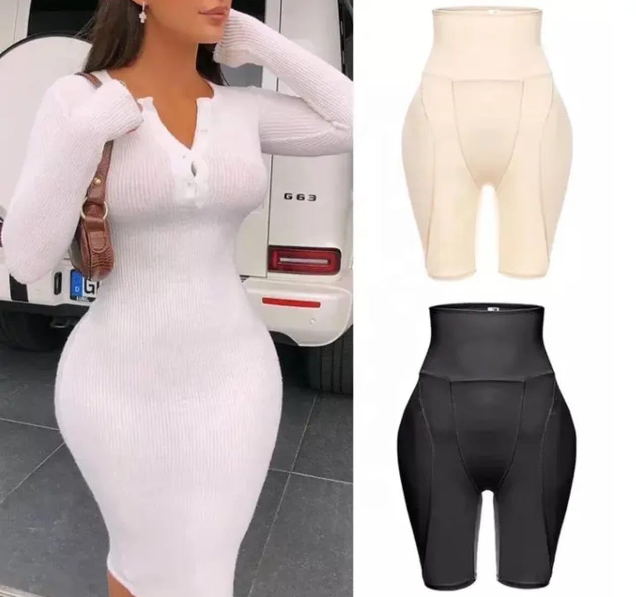 munaafi® Women Thigh Slimmer with High Waist and Fake Buttocks Removable Padded's Body Sculpting Shaping Panties (M, Black) - Image 5 thumbnail