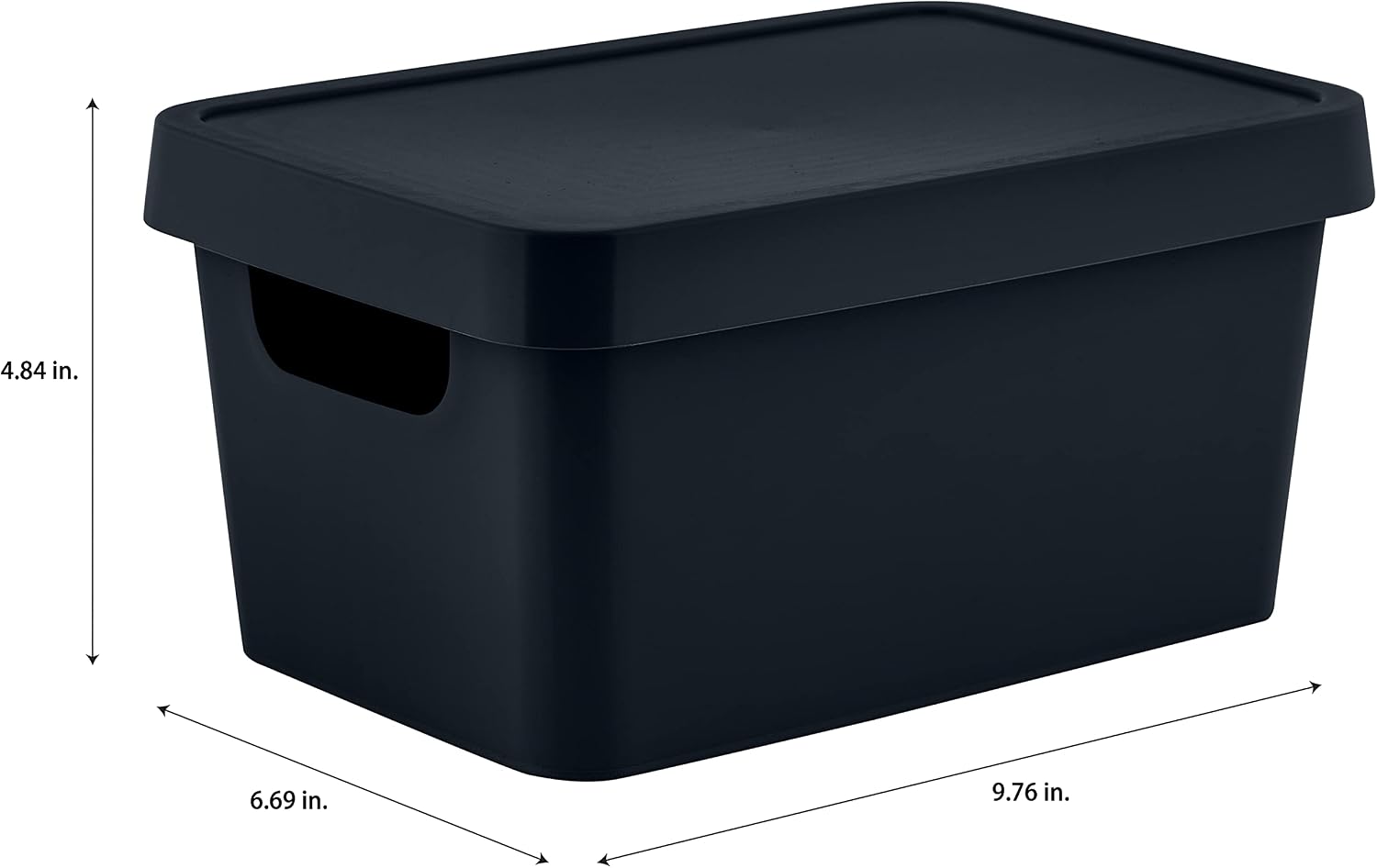 Simplify Small Vinto Storage Box | Click Tight Lid | Dimensions: 9.76" x 6.69" x 4.84" | Stackable | Home Organization | 2 Handles | Black (Pack of 2)