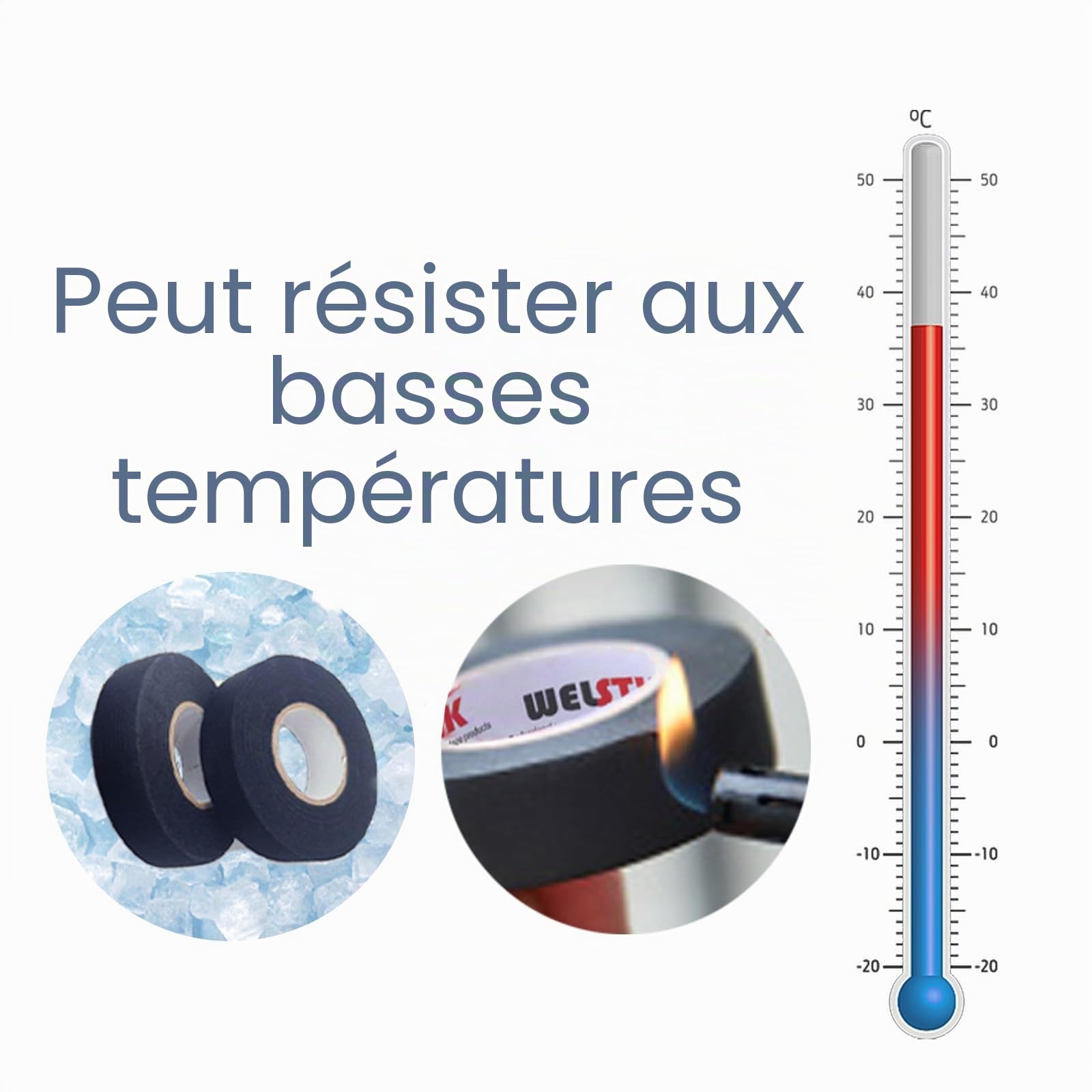 WELSTIK Lot de 10 rubans adhésifs en tissu de qualité supérieure pour câblage électrique automobile, excellente suppression du bruit et câbles - 19 mm x 15 m