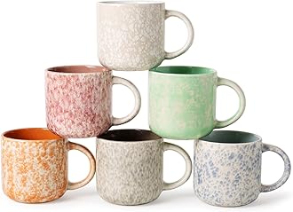 12 OZ Coffee Mugs Set of 6, Modern Coffee Mugs Set with handle for Tea/Latte/Cappuccino/Milk/Cocoa.