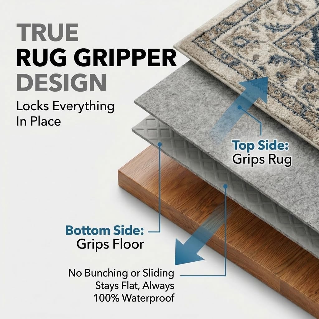 RUGPADPETS Teppichunterleger Antirutsch Unterlage, Haustierfreundliche Barriere, rutschfest, Öko-Diamant-Kollektion, 12,7 x 20,3 cm, umweltfreundlich von Design