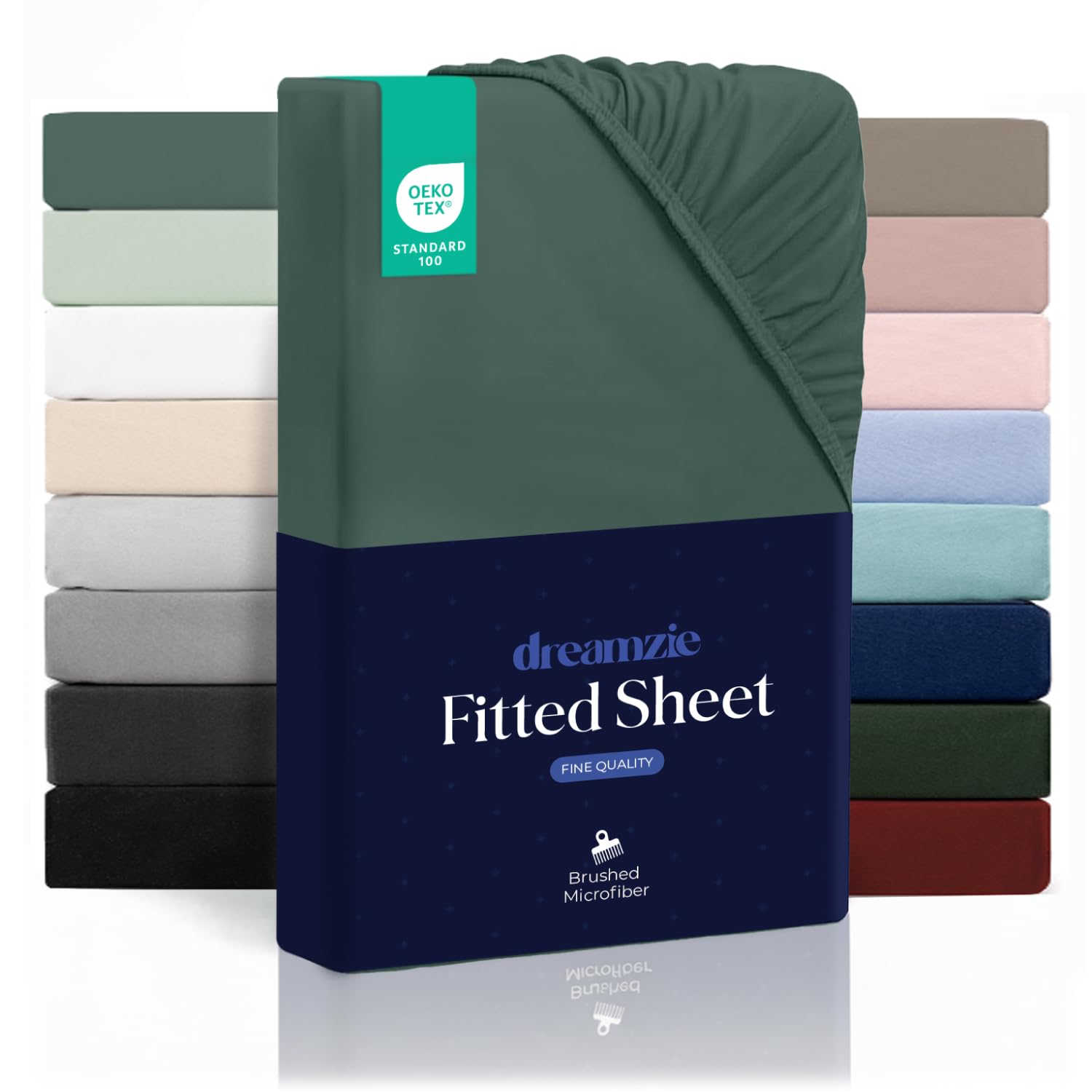 Dreamzie Fitted Sheet 80 x 200 cm - 100% Microfraser - Fitted Sheet for Thick Mattresses up to 33 cm - Petrol Green - Tested for Harmful Substances (Oeko Tex), Bed Sheet with Elastic Band โ image 1