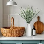 Artificial Plants Eucalyptus Branch in Ceramic Vase, 17.7” Fake Plant Greenery Stems Leaves Branches Faux Eucalyptus Stems for Home Office Farmhouse Wedding Table Centerpiece Décor