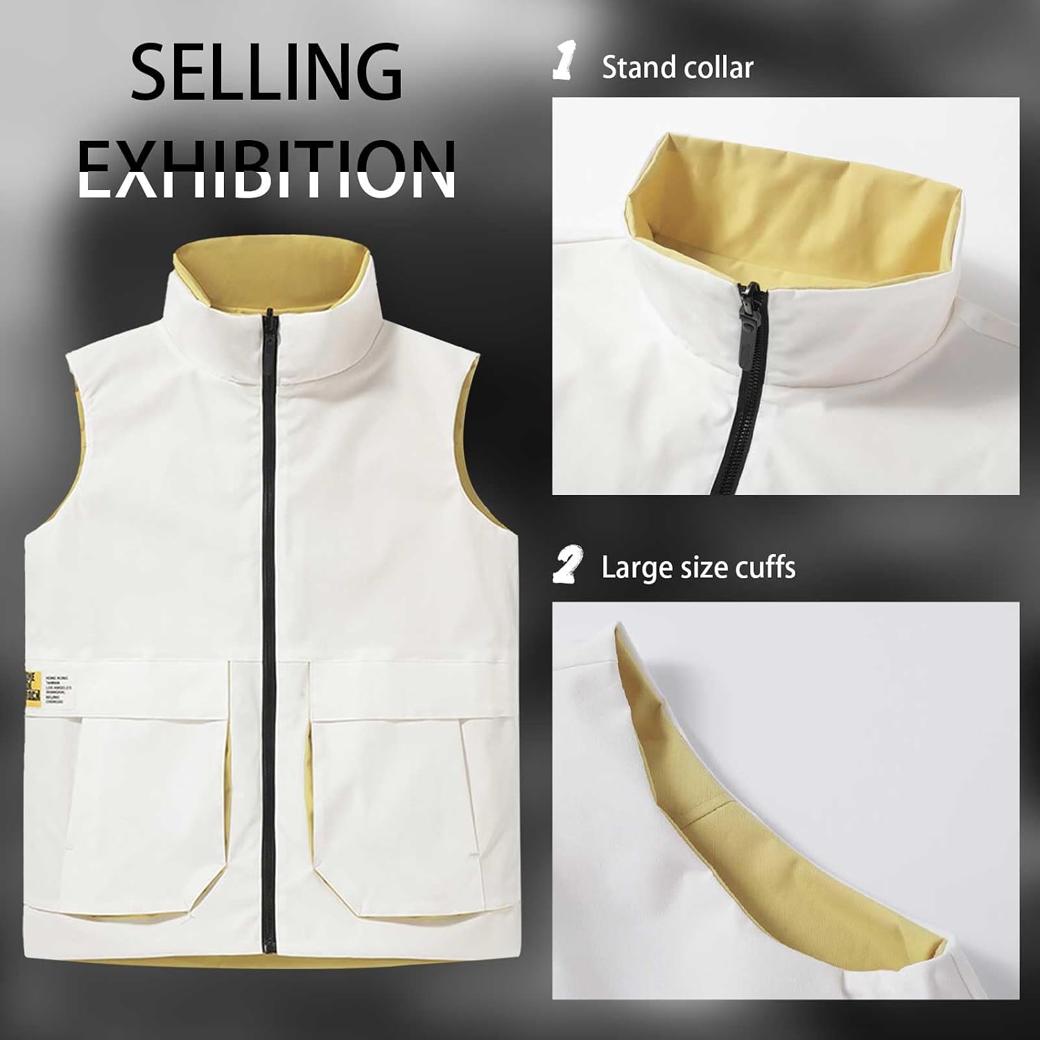 Custom Men's Reversible Windproof Lightweight Golf Vest Outerwear with Pockets Softshell Sleeveless Jacket