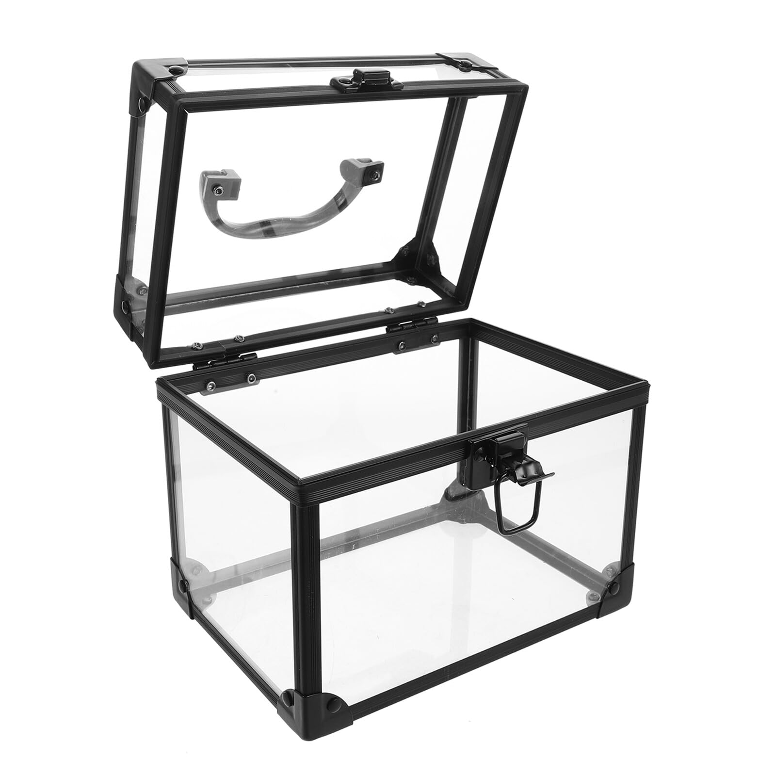 Scatola Porta CD e Dvd Trasparente in Plastica con Coperchio e Manico, Organizer ad Alta Capacità 17,5X12,5X15 CM per Archiviazione Dischi in Vinile, Custodia Protettiva per Casa,