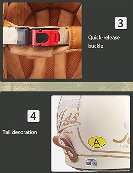 QJWMatic Casque De Moto Ouvert 3/4, Casque Jet Rétro