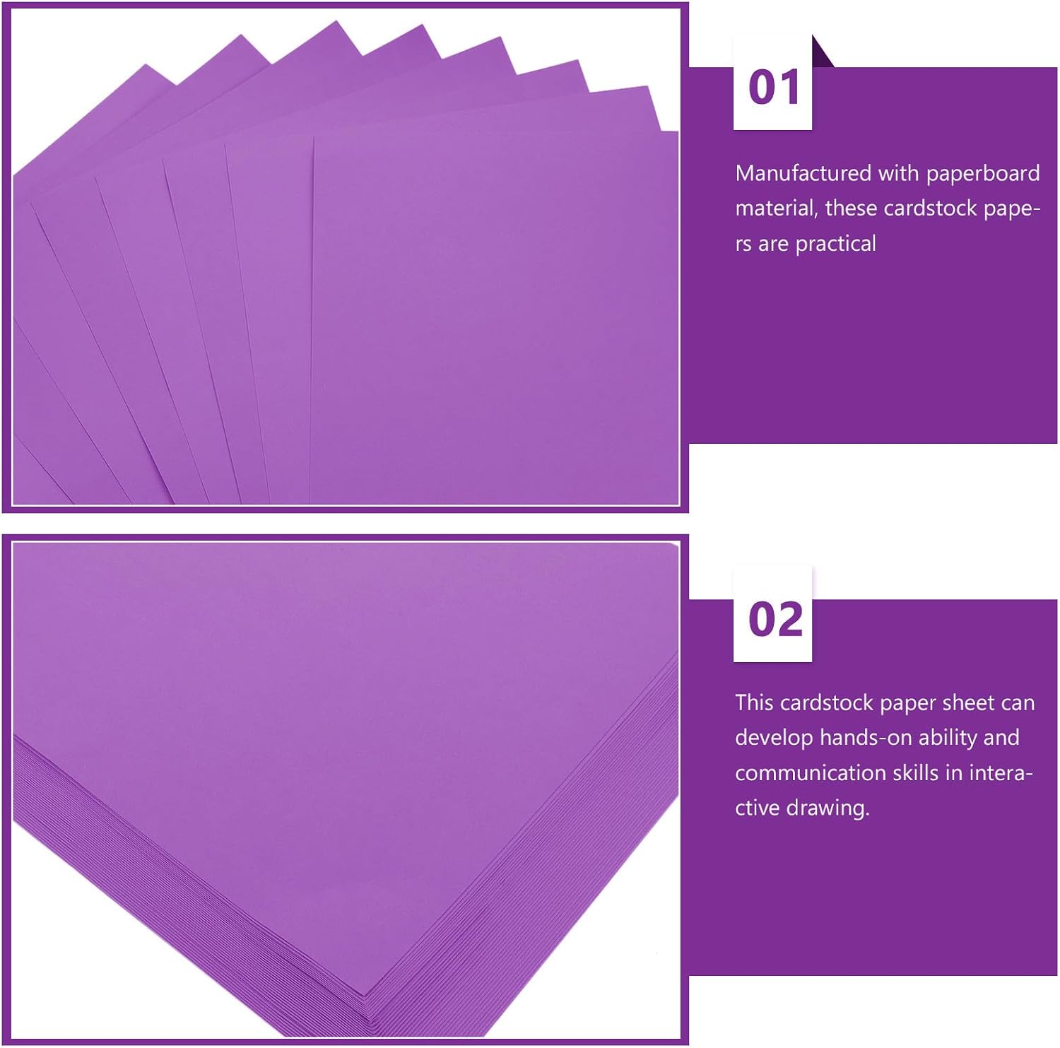 Garneck Purple Cardstock Paperboard 50 Sheets Thick Card Paper for Scrapbooking and Drawing Fine Smooth Surface, Easy to Write or Paint, for Work and Graffiti Projects