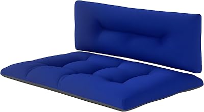 Outsunny 2 Seater Pallet Cushions 3.9 in. Thick Navy Blue and Dark Gray | Tufted Replacement Pads…