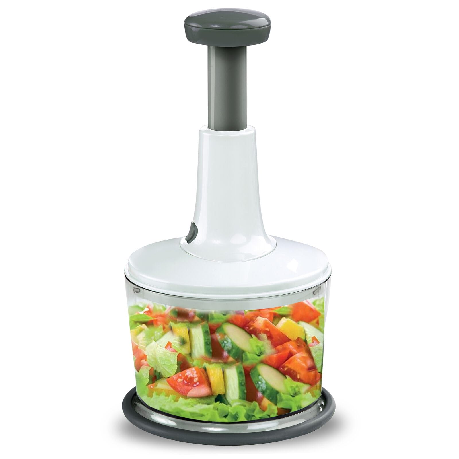 Vivo Technologies Hand Press Food Chopper Manual Food Chopper Processor Express Hand Held Chopper Portable Blender Large 8.5-Cup Chop & Cut Fruits Vegetables Herbs Onions