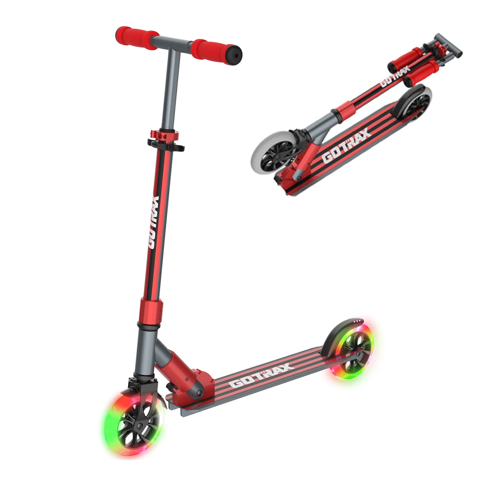 Gotrax KX5/KX6 Kick Scooter, 3 Adjustable Heights and 5"/6" Flashing Wheels Kids Scooter, Lightweight Aluminum Alloy Scooter for Kids Boys Girls Age of 4-10