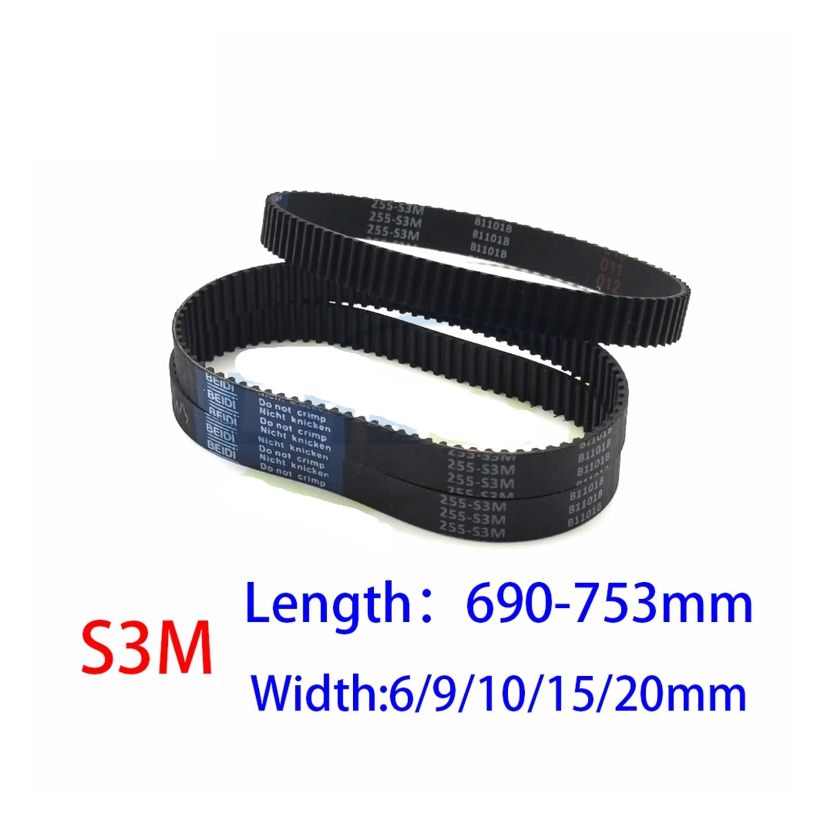 10pc S3M Lunghezza cinghia sincrona 690 693 696 699 705 711 714 720 738 741 750 753mm Larghezza 6-20mm Passo 3mm Dente di trasmissione(S3M-714mm-238Teeth,10PCS_9MM)