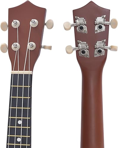 Miniatura 64 de Ukelele soprano para principiantes, juego de iniciación de ukeleles de madera de tilo de 21 pulgadas con bolsa de gig sintonizador digital, cuerdas