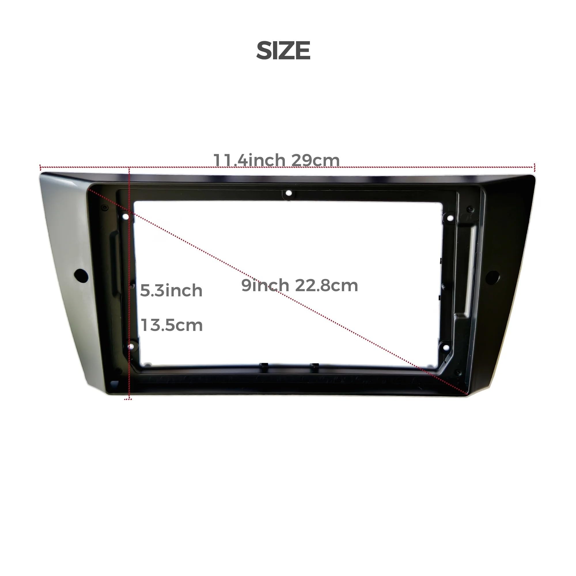 Fascia Marco Radio Coche Marco De Salpicadero para Radio Estéreo Coche 9 Pulgadas, Doble DIN, Kit Tablero, Navegación Android para Serie 3 E90 E91 E92 E93 2004-2012