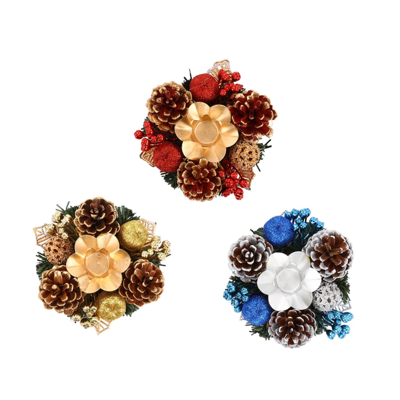 Homoyoyo 3pcs Decorative Candleholder Multi-Color Christmas Table Candlestick Decor for Home Dorm and Nursery Decoration