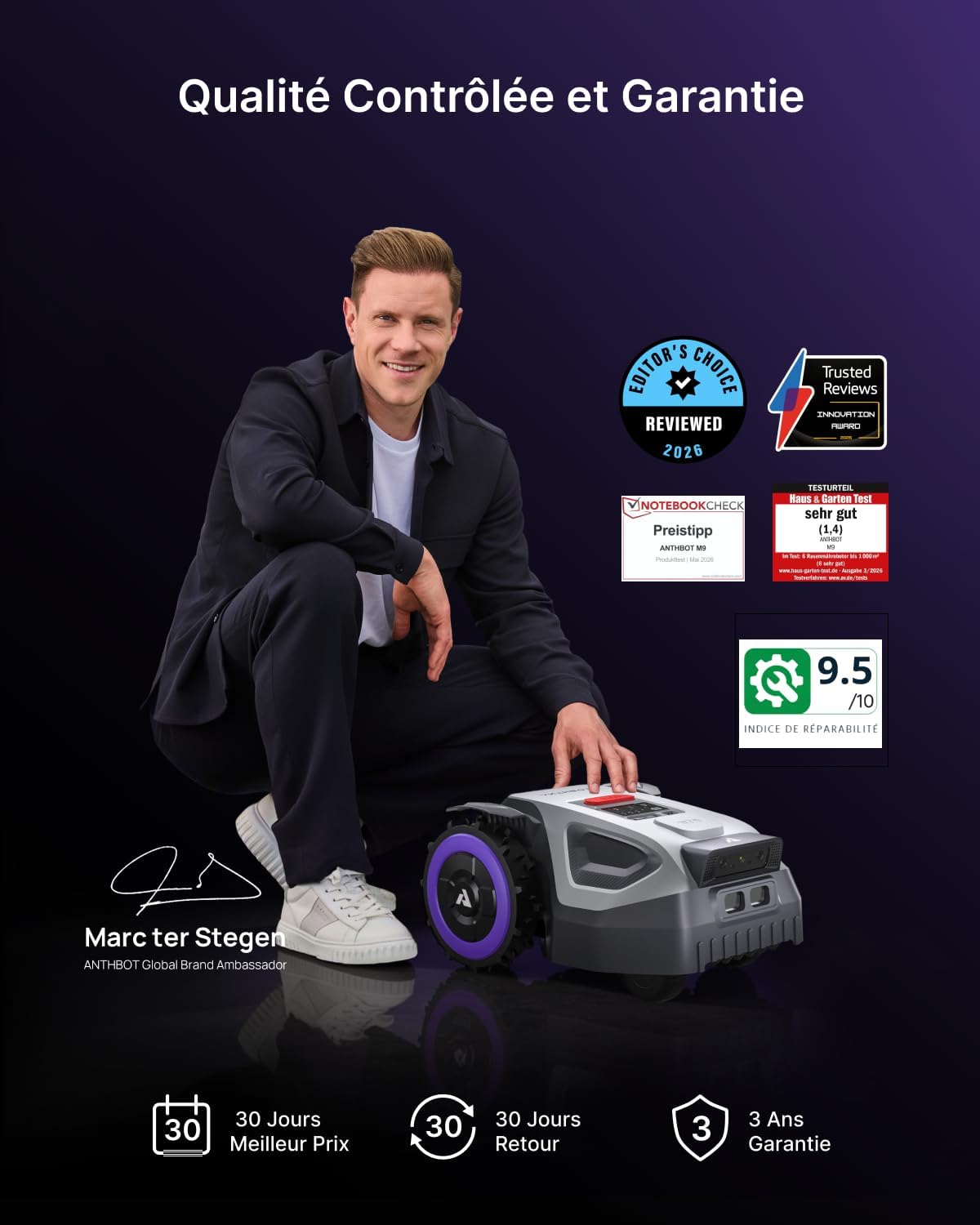 ANTHBOT Robot Tosaerba Wireless, NetRTK, 4G, Doppia Fotocamera e Funzione di Mappatura Automatica Multizona, 1000㎡，M9,5000mAh