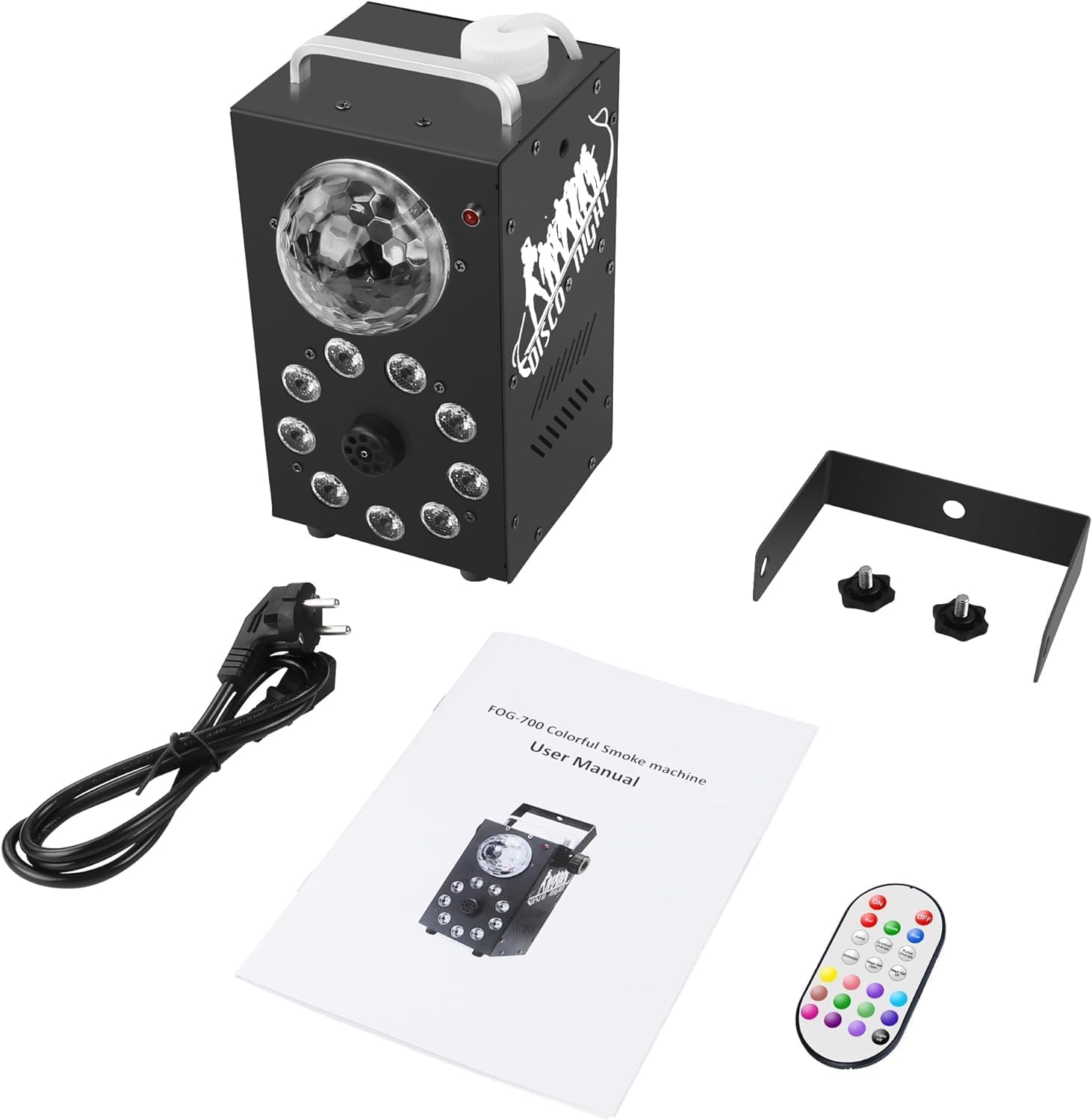 Macchina del Fumo, Macchina Fumo 700W con Palla da Discoteca a LED, Macchina del Fumo con Telecomando per Decorazioni, Halloween, Natale, Feste e Spettacoli Teatrali