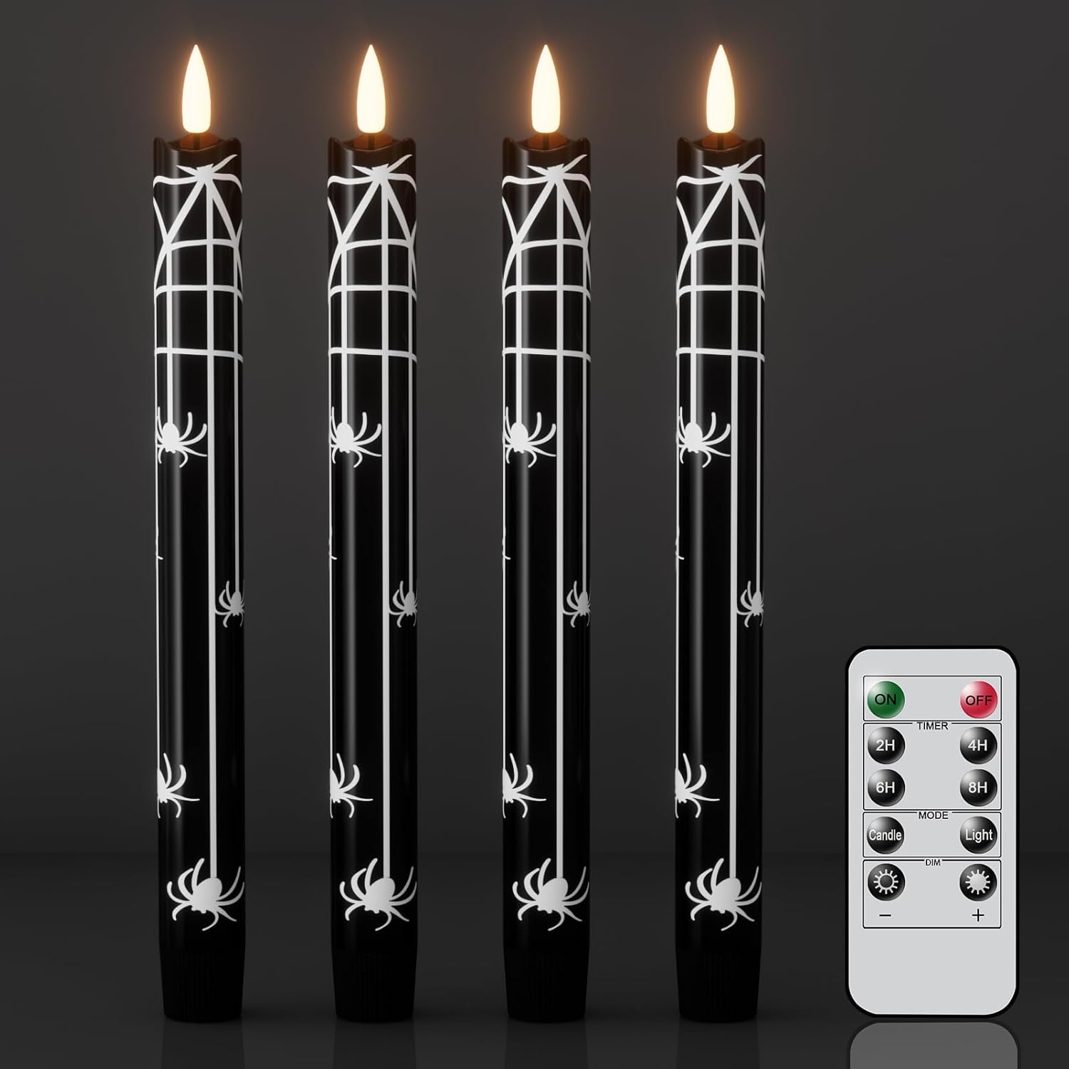 Wondise 22pcs Floating Flameless Candles with Wand Remote Timer, Hanging Battery Operated Magic Taperture Candles Flickering Window Candles for Halloween Christmas Decoration(0.45" x 6.1")