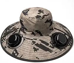 Chapéu com Ventilador Solar Recarregável 3 Velocidades – Proteção, Conforto e Frescor ao Ar Livre Aba Larga Cinza Premium