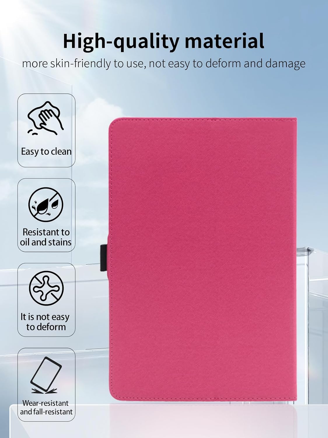 Leather Case for TCL NXTPAPER 14 14.3" Tablet, Stand Cover, Rosered image 5