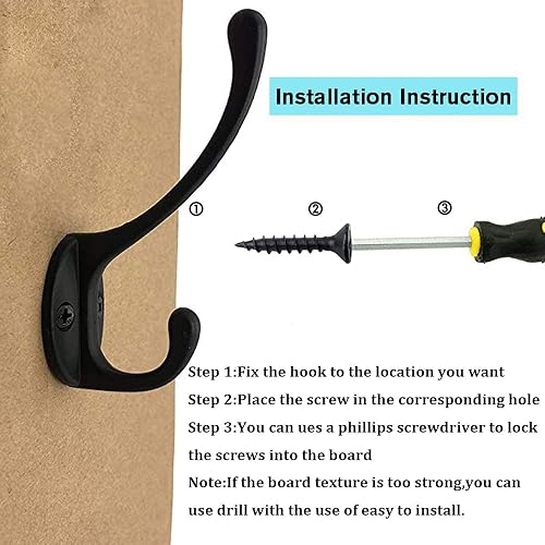 Miniatura 10 de IBosins Paquete de 30 ganchos dobles resistentes montados en la pared con 60 tornillos, ganchos dobles retro, ganchos plateados para abrigo,