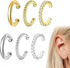 SULIUDAJI 6 Pieces Ear Cuff Orecchini Donna, Ear Cuff For Women Non Piercing Ear Cartilage Helix Cuff Fake Piercing Earrings Without Piercings For Women