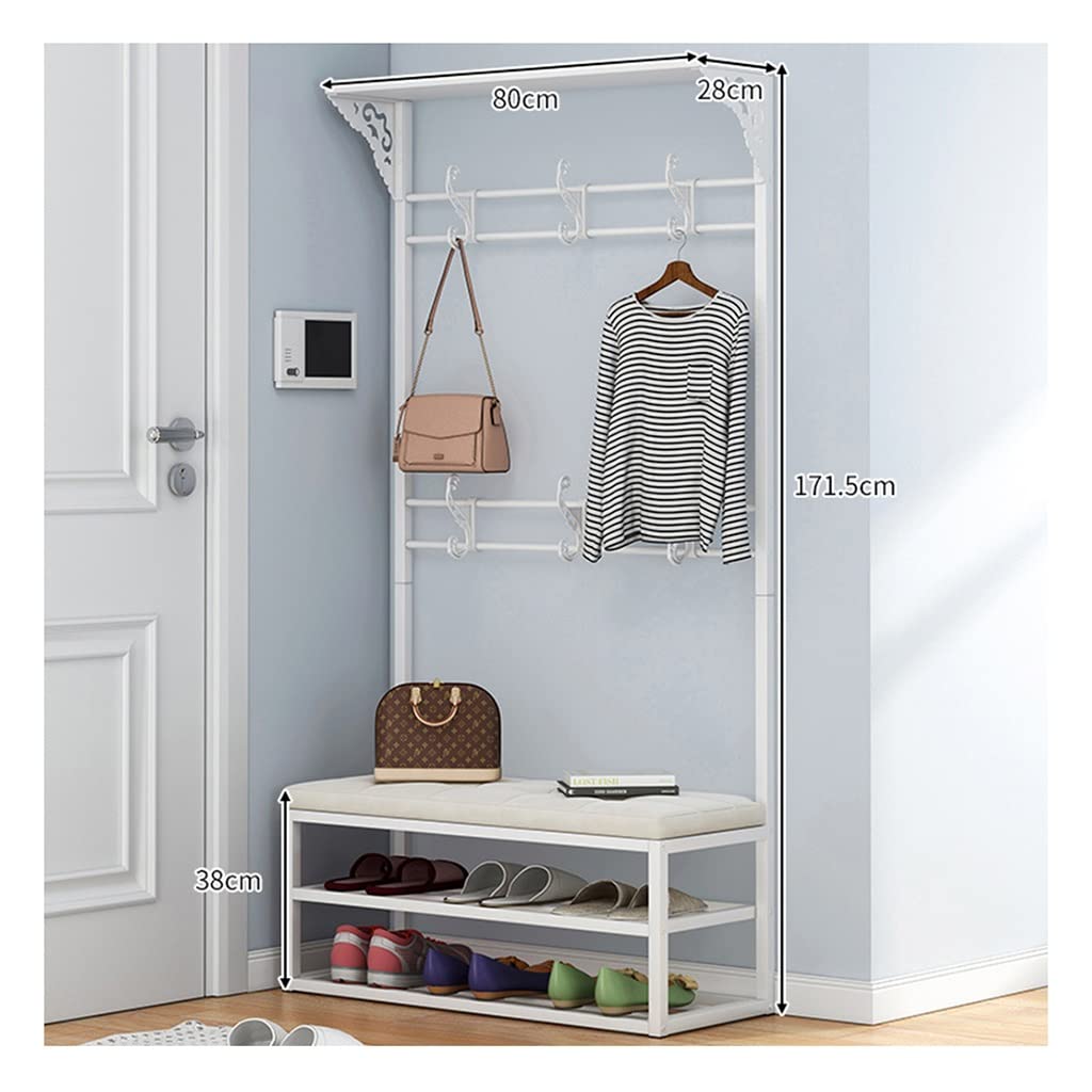 Banc d'entrée avec porte-manteau pour ranger manteaux, clés et chaussures