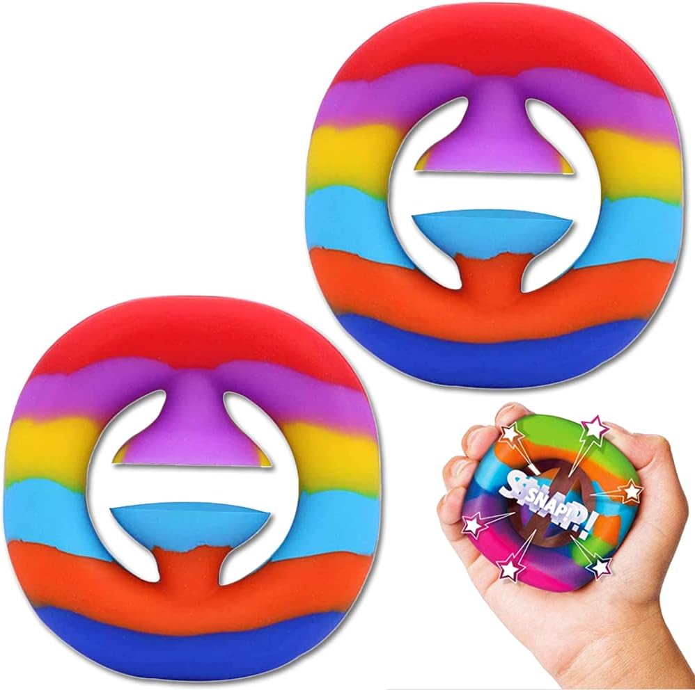 ENTHUR 2Pcs Fidget Toys for Adults and Kids - Fidget Snap Toy Grab Snap Sensory Fidget Toy Pop Pops Click Finger Fidget Toy Squeeze Sensory Toy (Multicolor)
