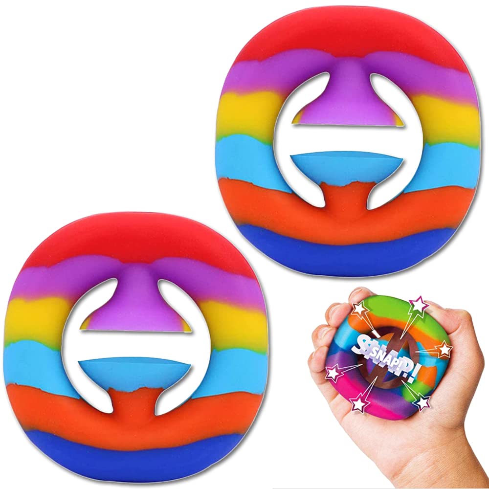 ENTHUR 2Pcs Fidget Toys for Adults and Kids - Fidget Snap Toy Grab Snap Sensory Fidget Toy Pop Pops Click Finger Fidget Toy Squeeze Sensory Toy (Multicolor)