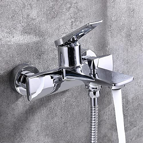 Robinet de baignoire chromé haut de gamme avec douchette et support - 5