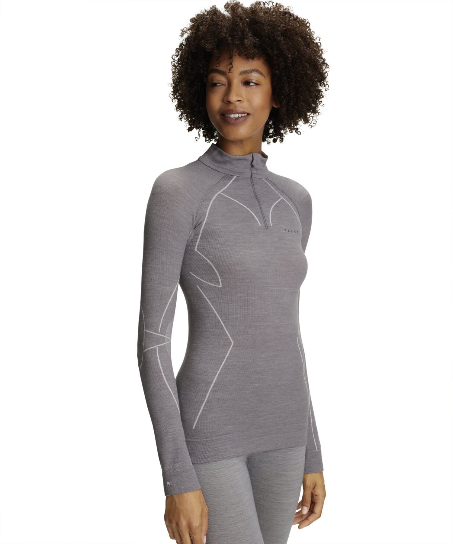 FALKE Damen Wool-Tech High Zip Neck Funktionsshirt Langarm atmungsaktiv klimaregulierend geruchshemmende Wolle Funktionsmaterial kalte bis sehr kalte Temperaturen Funktionsunterwäsche 1 Stück