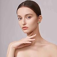 Vista 104 de Jade Earrings Studs,Green Jade Earrings for Women,925 Sterling Silver Earrings Studs for Sensitive Ears,Handmade Jade Earrings for Birthday