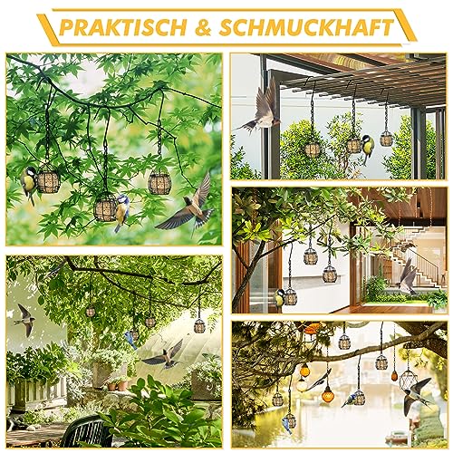 LIHAO 6 Stück Meißenknödelhalter Vogelfutterstation Metall Vogelfutterspender zum Aufhängen Vogelfutterspender Futterspender für wildvögel Schwarz Durchmesser 7cm