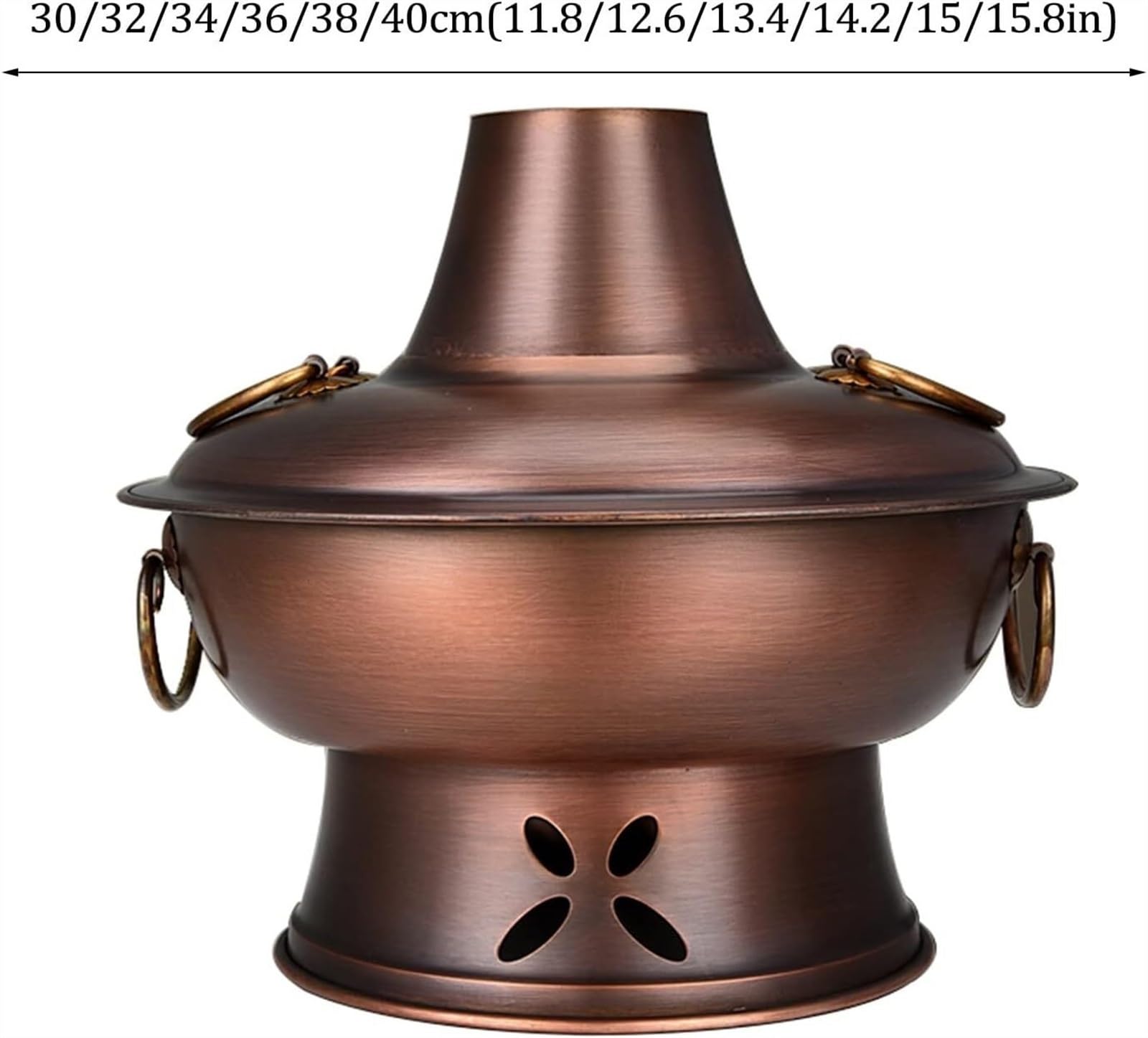 INUUXLG Hotpot Hot Pot Hot Pot Copper Chinese Cooker Traditional Household Copper Pot for Home Shabu Shabu Hot Pot(36cm) (Bruin 34cm) (Bruin 34cm)