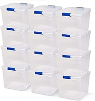 Vista 9 de HOMZ Contenedores de almacenamiento apilables de plástico transparente modular resistente con tapas de cierre y bloqueo, capacidad de 31 cuartos