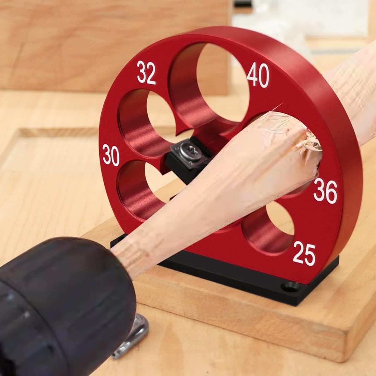 Kit Maschiatore per Legno con Lama in Carburo, Trapano per Tasselli, Foro | Lega di alluminio, 5 dimensioni precise dei fori, compatibile con trapani standard, design portatile