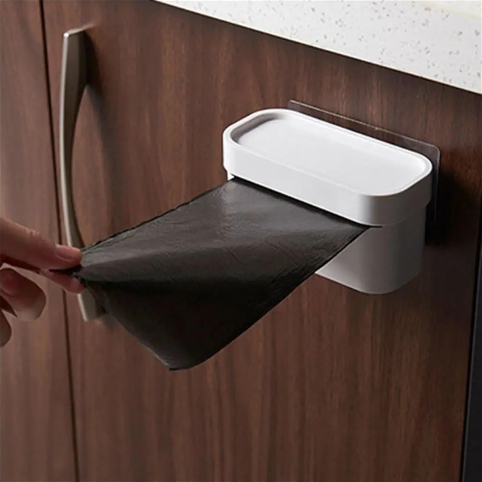 Dispensador de Bolsas Basura 3 uds., Soporte for Bolsa comestibles montado en la Pared, Caja Almacenamiento plástico, contenedor para Cocina y Baño
