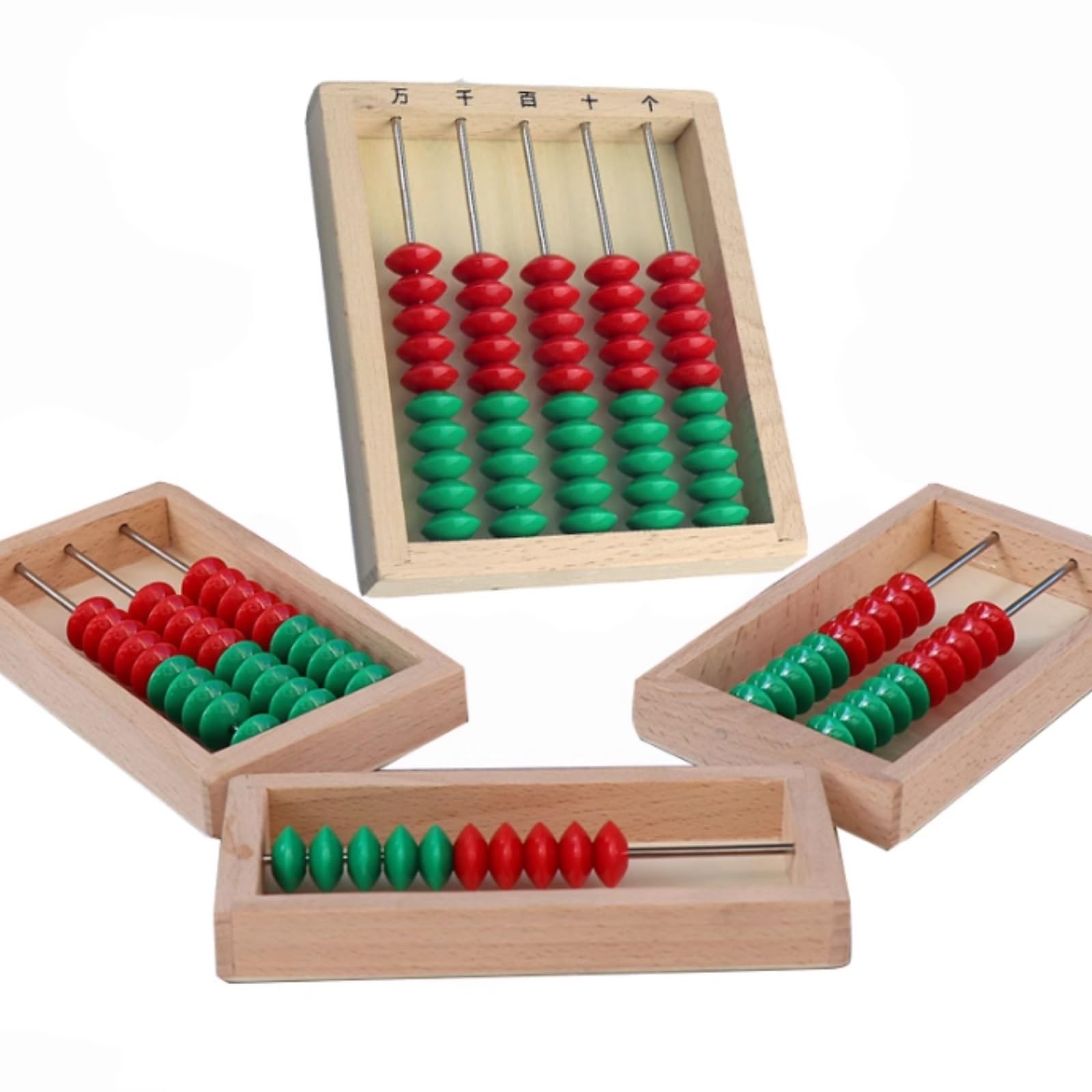 zabawki antystresowe dla dzieci, Drewniane liczydło w kolorze do liczników koralików matematycznych nauki i liczb przyborów szkolnych(50 beads)
