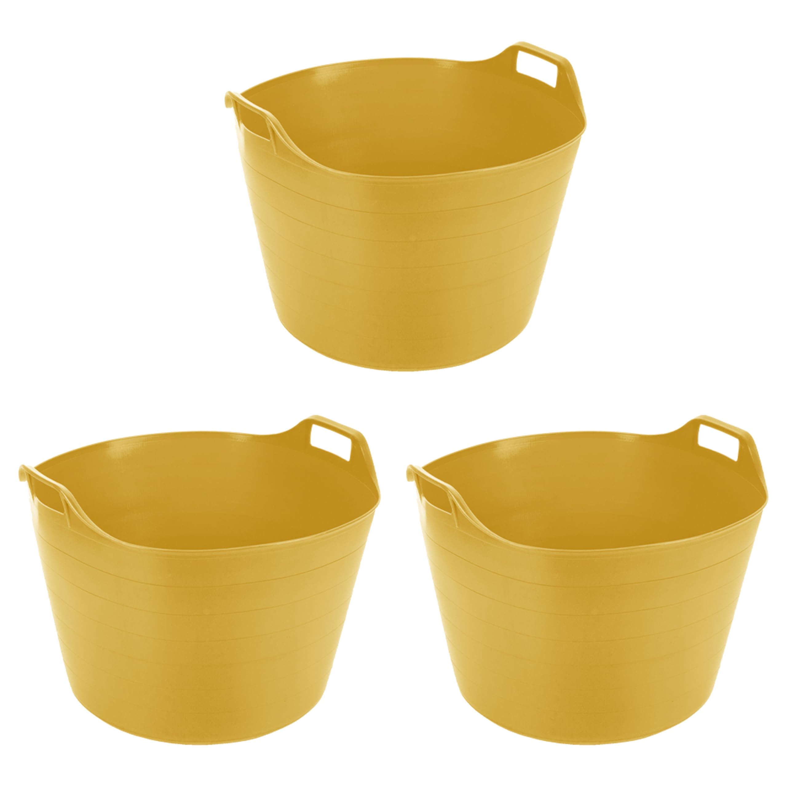 Set of 3-75 Litre Yellow Robust Versatile Multipurpose Medium/Large/Extra Large Flexi Tub Garden Home Flexible Plastic Storage Container Bucket Tub Trugs Horse Feeder Flex Tub