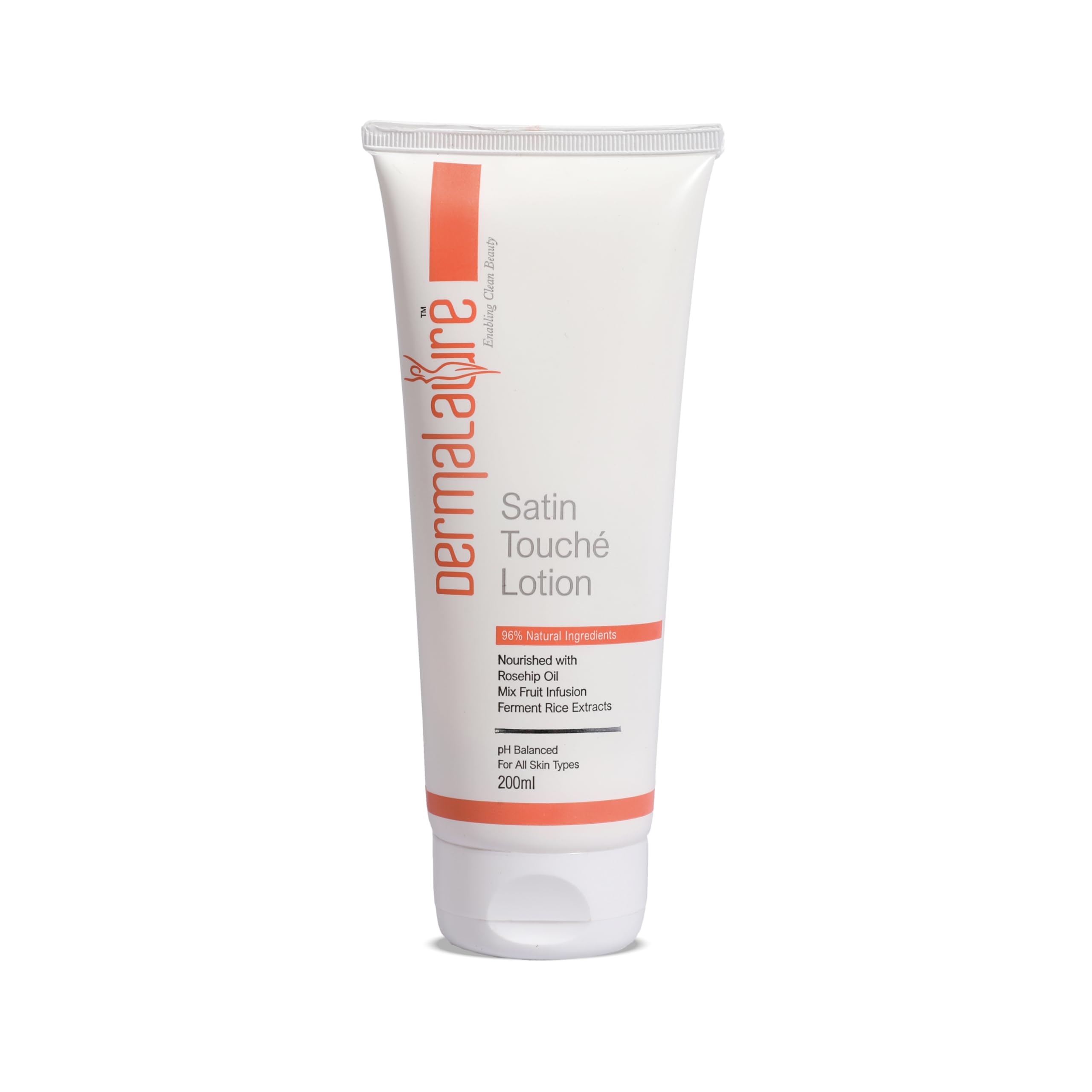 Dermalaure Satin Touché Hydrating Body Lotion 200ml | Luxurious, Lightweight Moisturizer for Silky Smooth Skin | Non-Greasy Formula with Long-Lasting Hydration | With Rosehip Oil, Mix fruit Infusion, Fermant Rice Extract | Dermatologically Tested | Suitable for All Skin Types