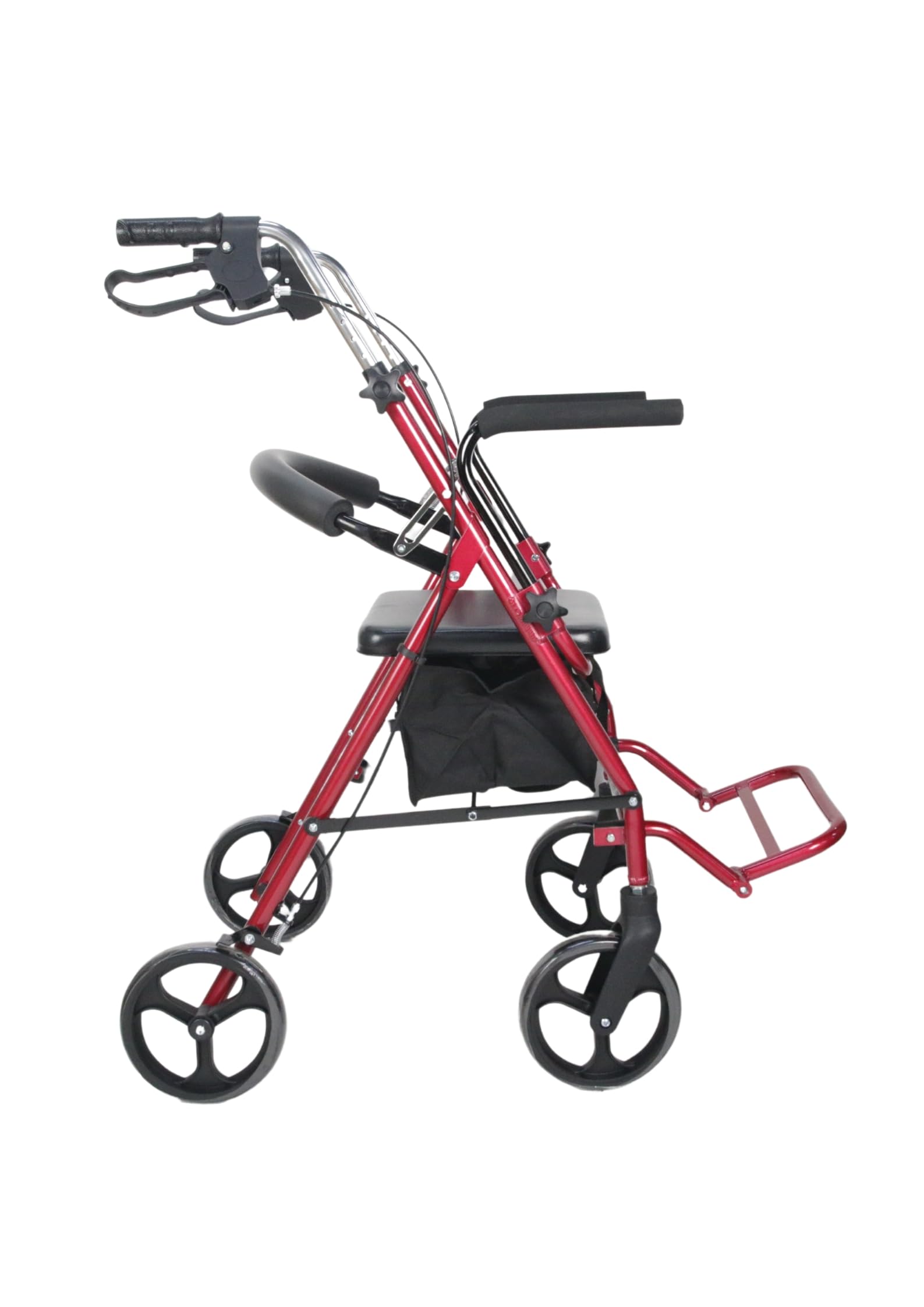 Andador modelo A02 plegable ligero, incluye bandeja y cesta. Fácil de plegar, altura ajustable. Ruedas de 8 pulgadas