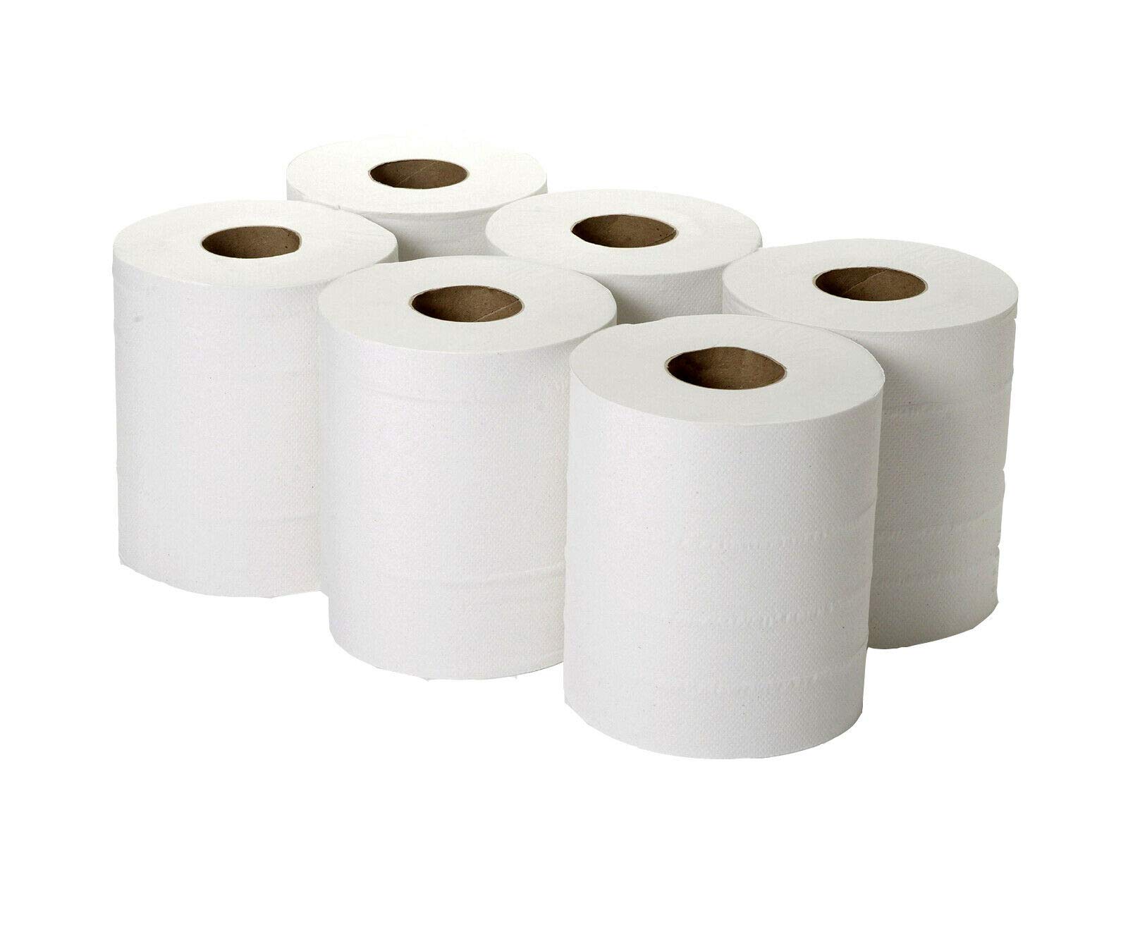 Trade Centrefeed White Roll - 2 Ply Embossed White Paper Towel Roll (Pack of 6)