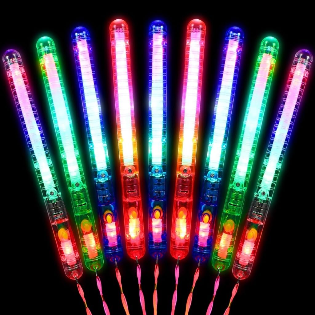 Ipetboom ペンライト コンサート 12本セット LED 光る棒 ライブ サイリウム 光るおもちゃ ライトスティック応援グッズ お祭り 縁日 景品 結婚式 パーティー 子供 軽量 21cm 電池交換可 (混合色)
