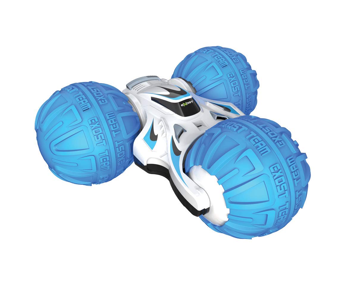 EXOST - Coche teledirigido - 360 Tornado Spheric Medium - Neumáticos antigolpes - Conducción sobre 2 Caras y a 360° - Azul - Escala : 1:18